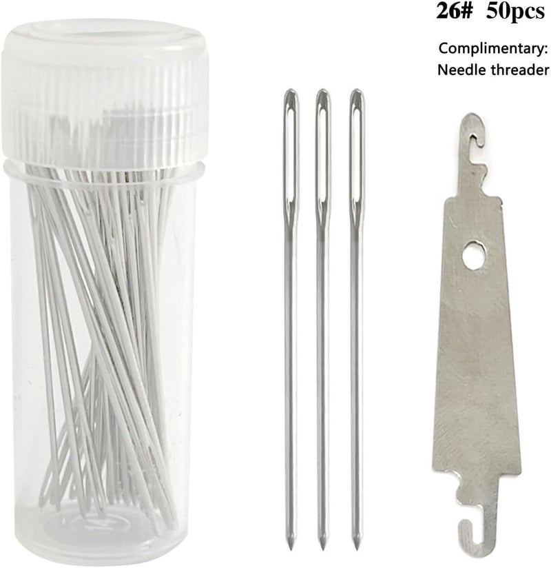Zhenqing 50 Pack Size 26 Round Head Cross Stitch Needles with Free Needle Threader & Plastic Case - Blunt Tip Embroidery Needles for Tapestry, Sewing, Crafts(67251) - Image 3